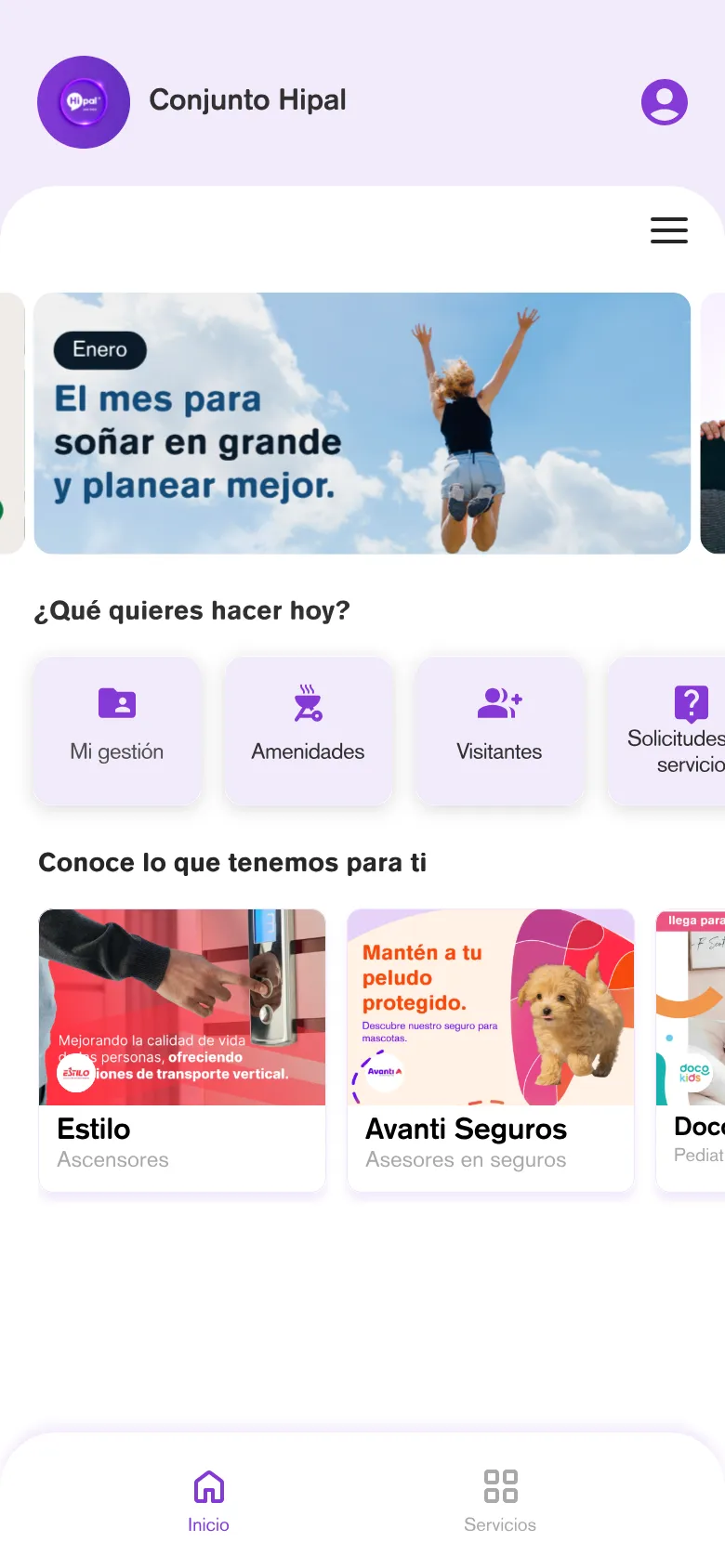 Inicio de Hipal App